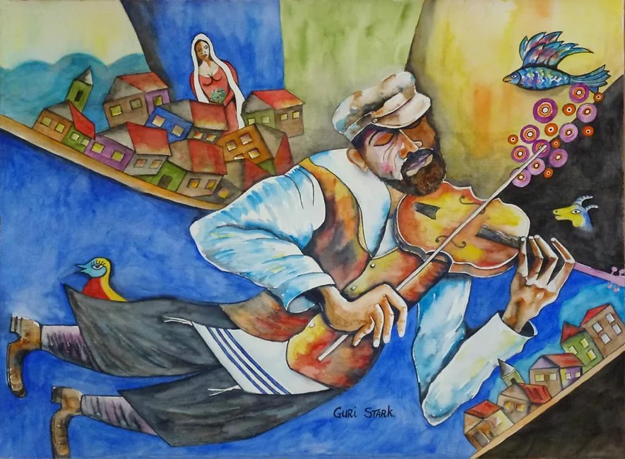 A painting of Fiddler on the Roof by Guri Stark.